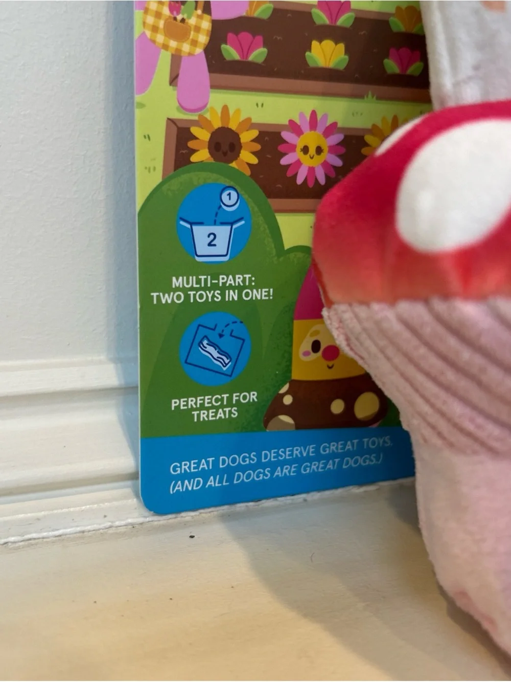 Bark Pink Mushroom Gnome Plush Toy with Blue Hat